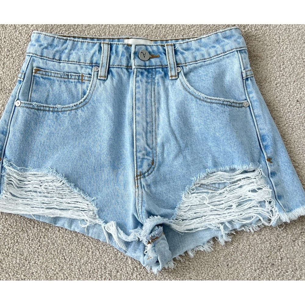 Abrand Jeans Womens Blue High Rise Relaxed Fit Denim Cut Off Shorts Size 25